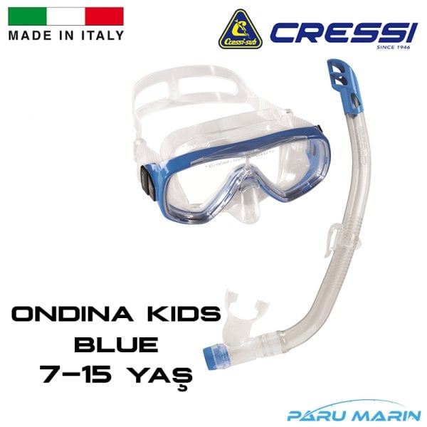 Cressi Junior 7-15 Yaş Ondina Maske Şnorkel Seti Mavi