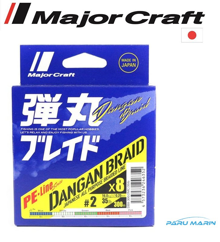 Major Craft Dangan Braid İp DB8 PE 2.0/0.20mm/16kg/300mt. Multi