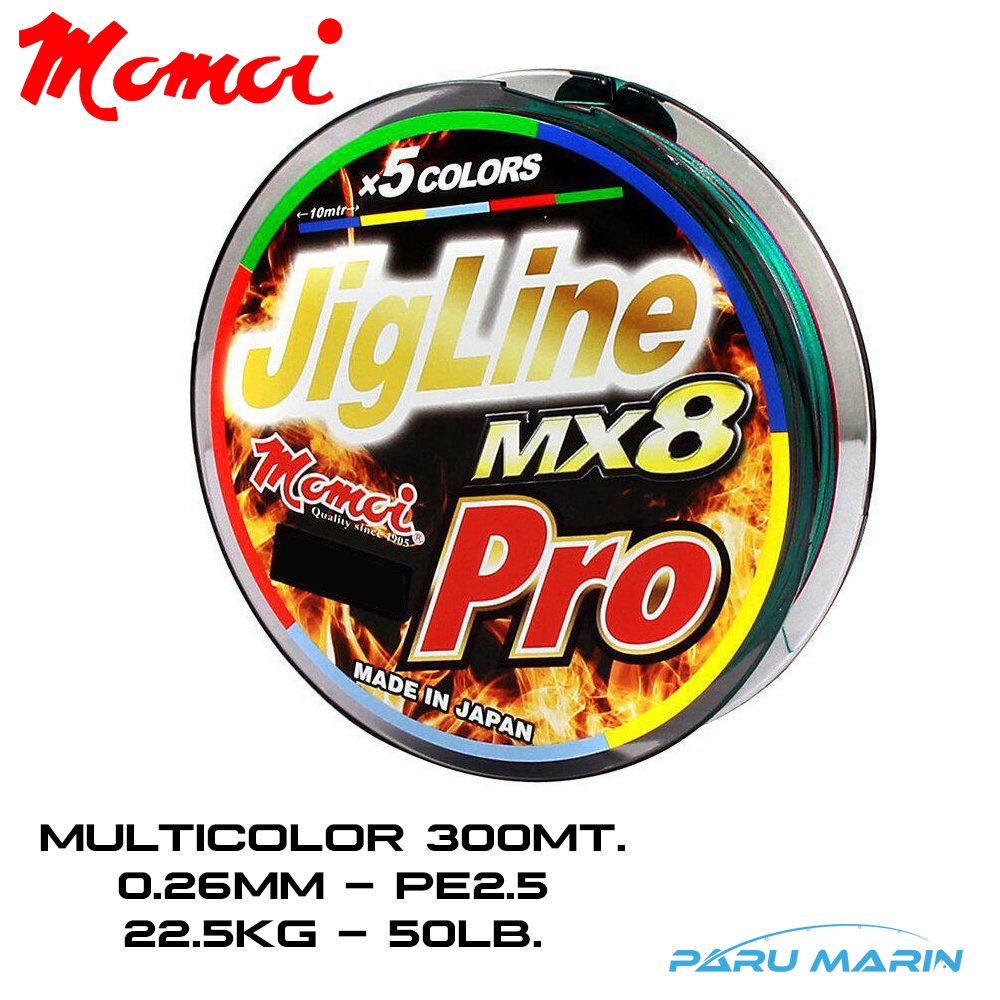 Momoi Jigline MX8 Pro 0.26mm 300mt. Multicolor İp Misina