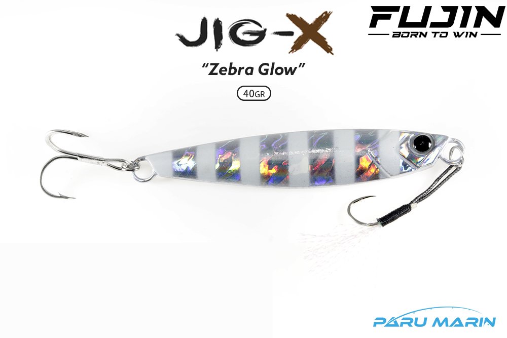 Fujin Jig-X 40gr. Shore Jigging - Jig Yem ZEBRA GLOW