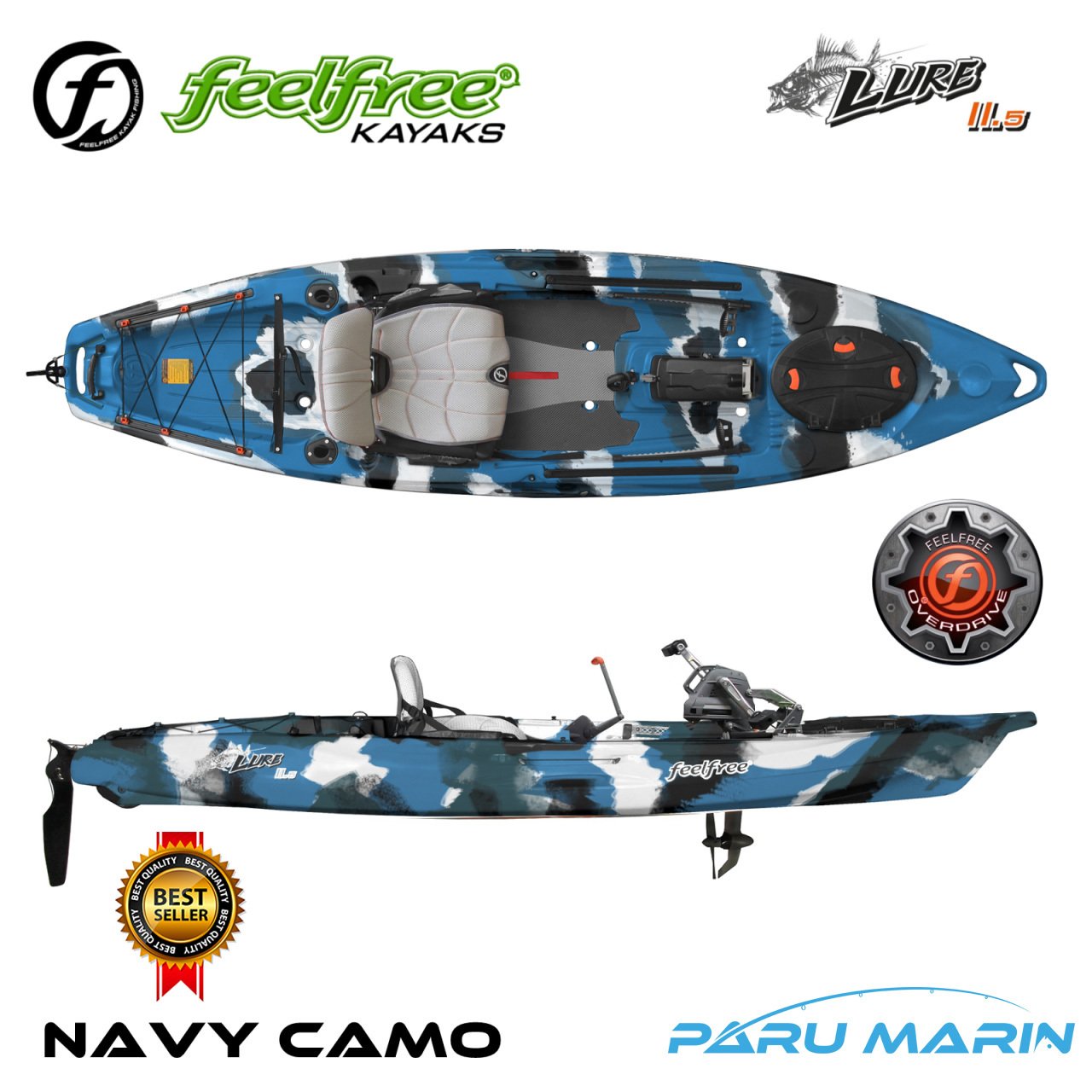 Feelfree LURE 11.5 Navy Camo Overdrive Pedallı Kano