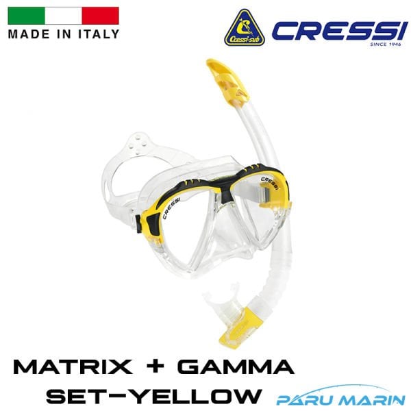 Cressi Matrix Maske + Gamma Şnorkel Set Sarı