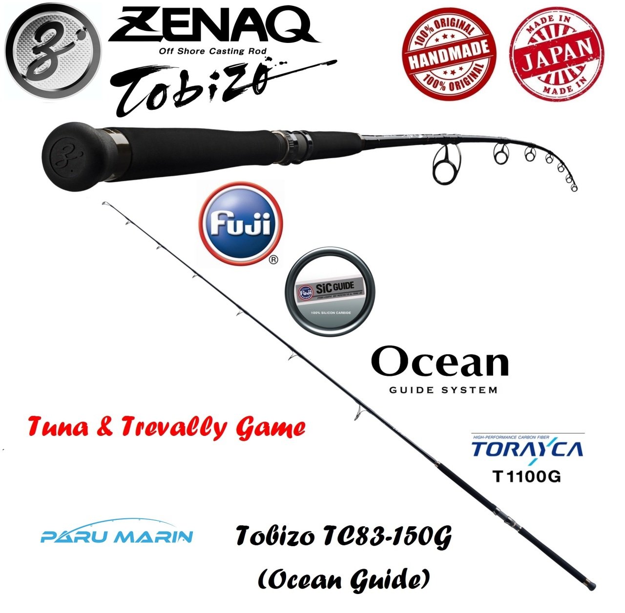 Zenaq Tobizo  TC83-150G for Tuna & Trevally Off Shore Casting Kamış  229 cm. Max. 180 g.