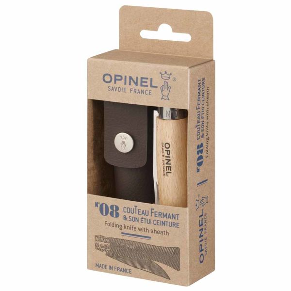 Opinel Inox 8 No Deri Kılıflı Paslanmaz Çakı Kayın