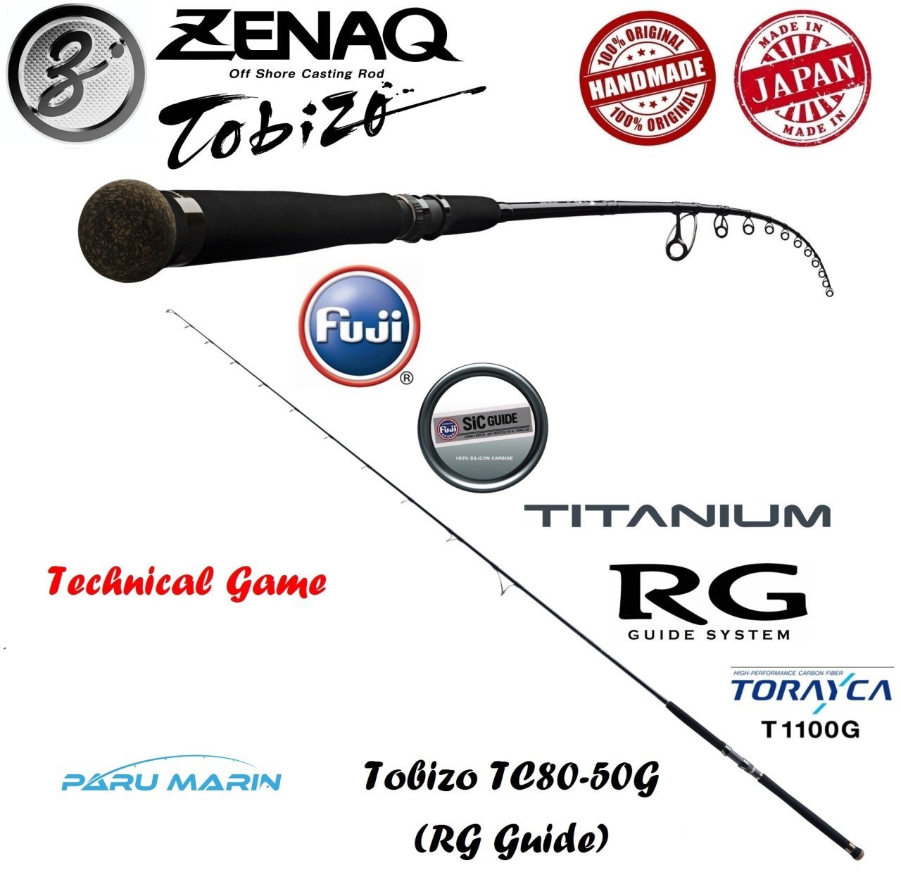 Zenaq Tobizo  TC80-50G for Technical Game Off Shore Casting Kamış  244 cm. Max. 80 g.
