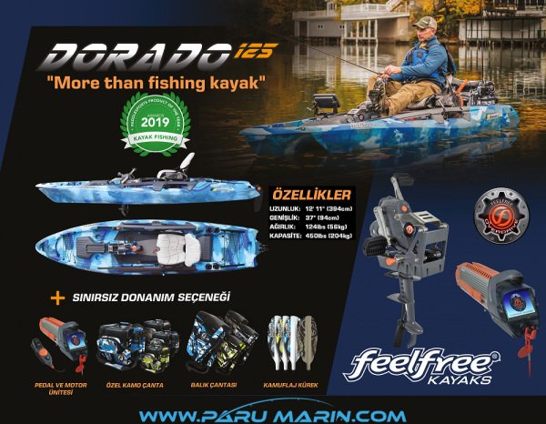 Feelfree DORADO 125 Ocean Camo Pedal+Elektrik Motorlu Overdrive+Motordrive Kano