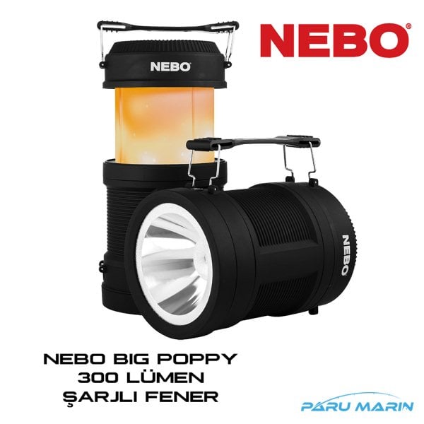 Nebo 6908 Big Poppy 300 Lümen Şarj Edilebilir 4ü 1 Arada LED Fener