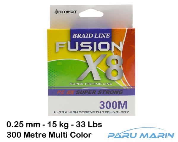 Remixon Fusion 300mt.0.25mm 15kg. X8 Multi Color Renkli İp Misina