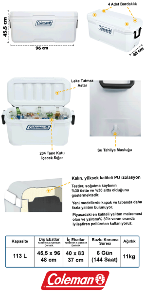 COLEMAN 316 Series 120QT / 113LT. Buzluk