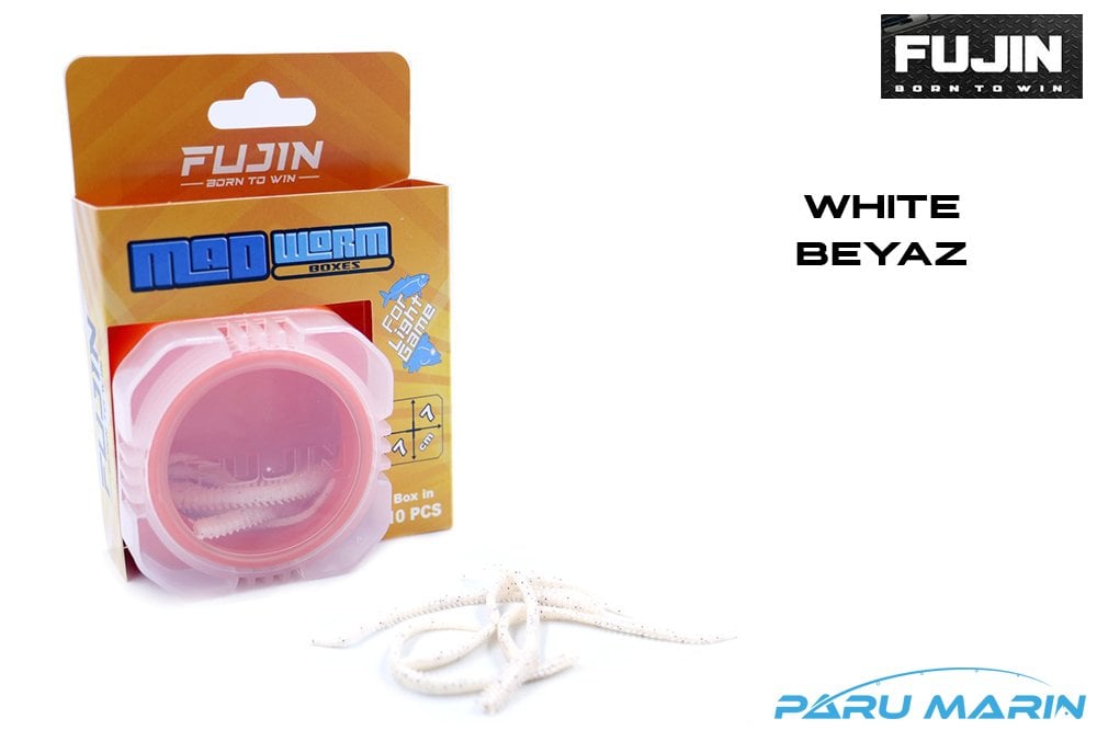 Fujin Mad Worm 9 cm LRF Silikonu Boru Kurdu Beyaz Glow