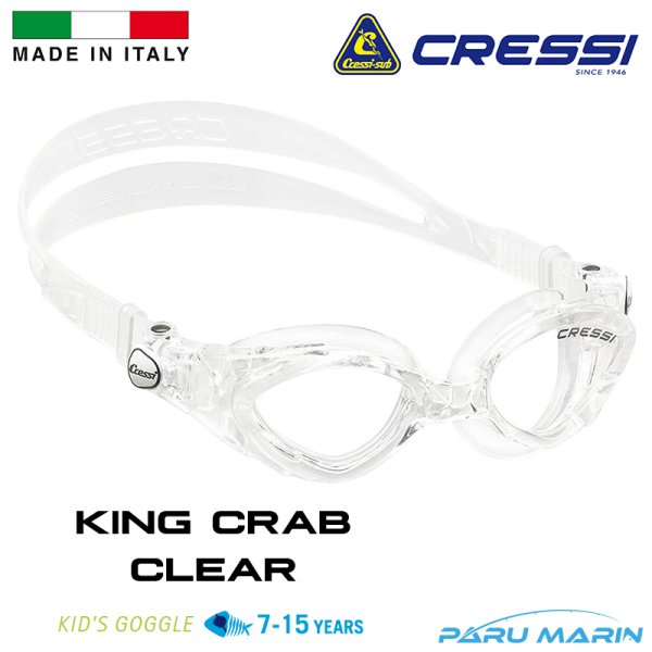 Cressi King Crab 7-15 Yaş Clear Yüzücü Gözlüğü