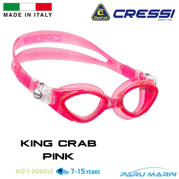 Cressi King Crab 7-15 Yaş Pink Yüzücü Gözlüğü