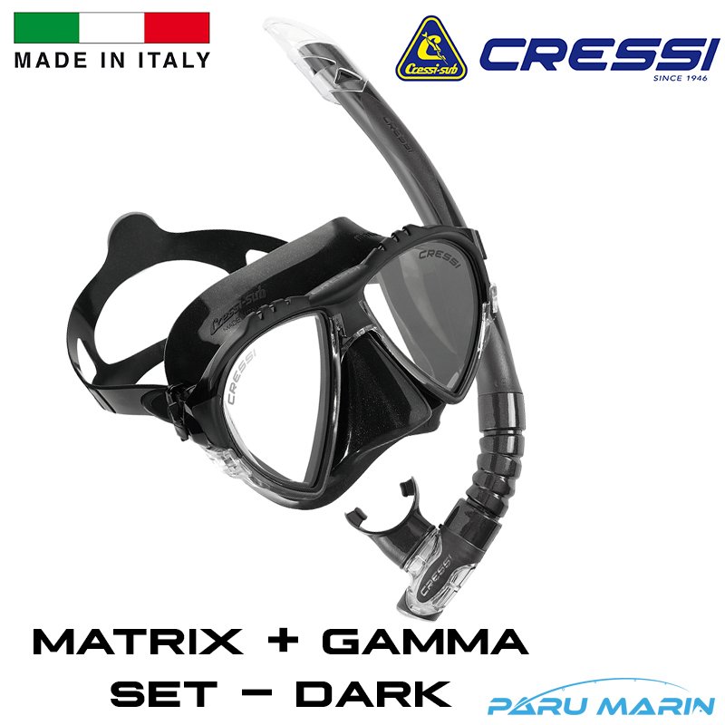 Cressi Matrix Maske + Gamma Şnorkel Set Siyah