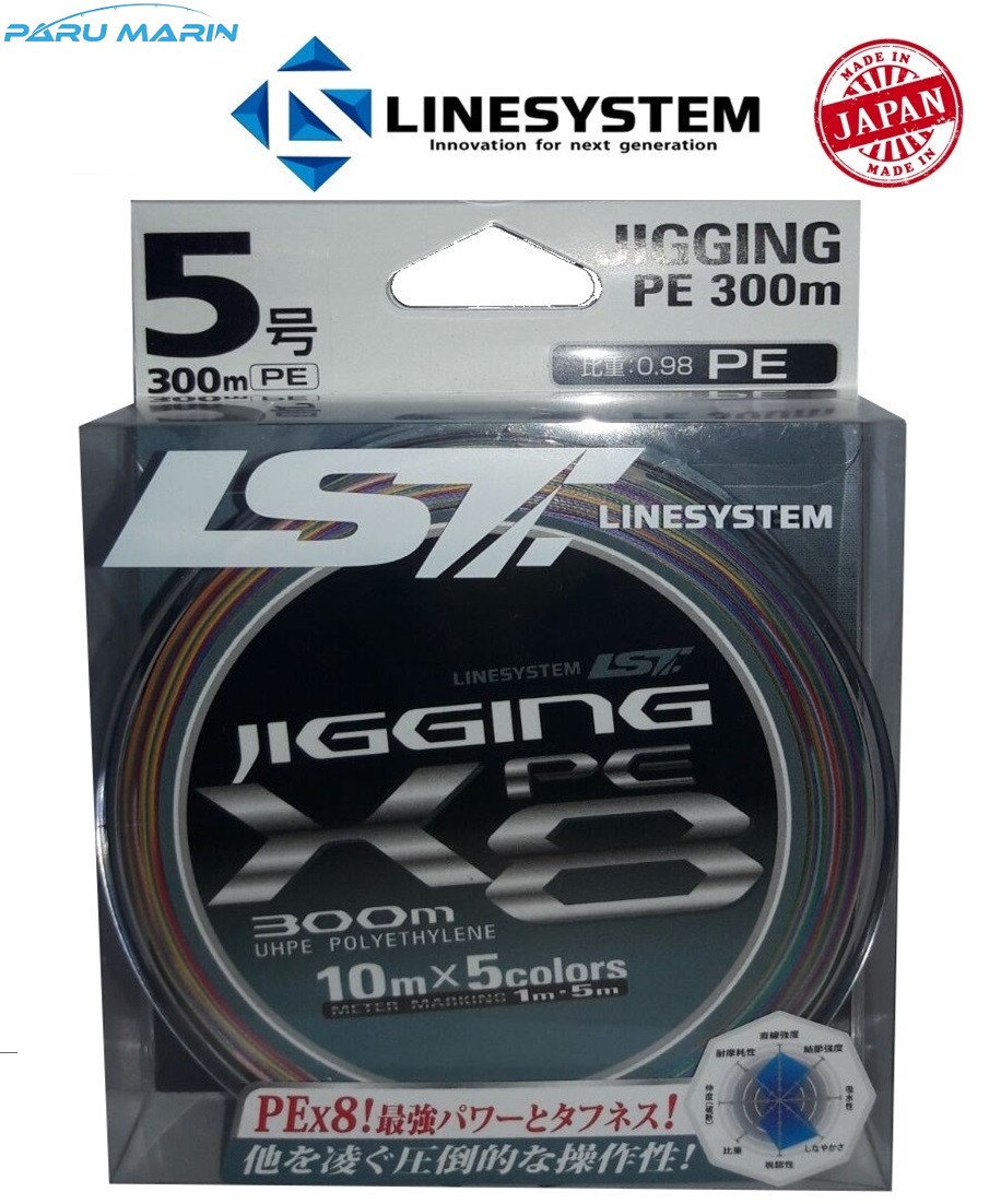 Linesystem Jigging X8 PE 5.0   0,35mm.  70Lb.  32,0kg. 300mt.