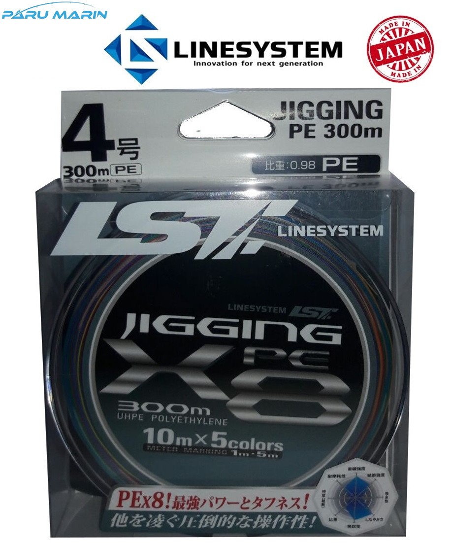 Linesystem Jigging X8 PE 4.0   0,33mm.  65Lb.  28,0kg. 300mt.