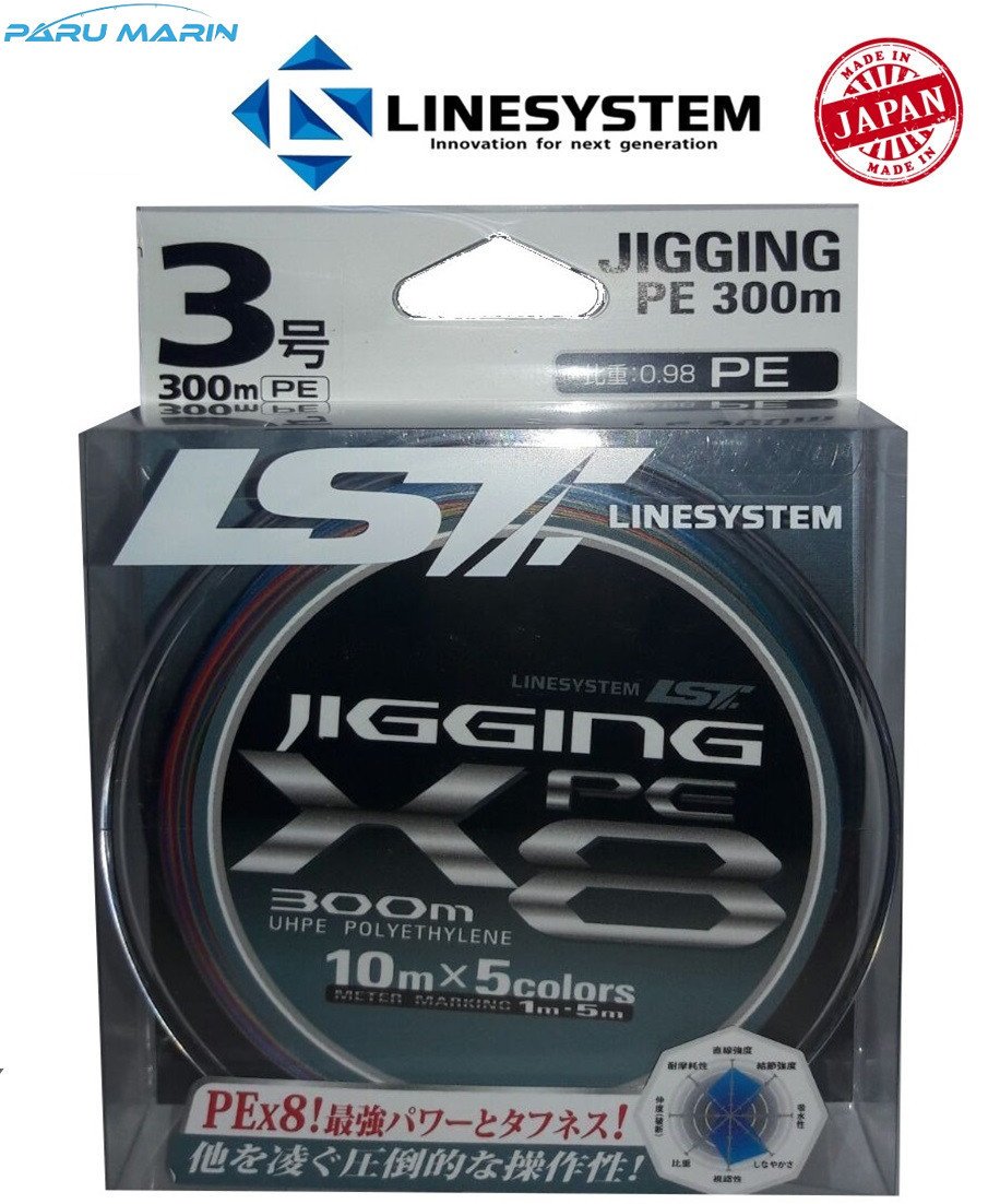 Linesystem Jigging X8 PE 3.0   0,28mm.  50Lb.  23,0kg. 300mt.