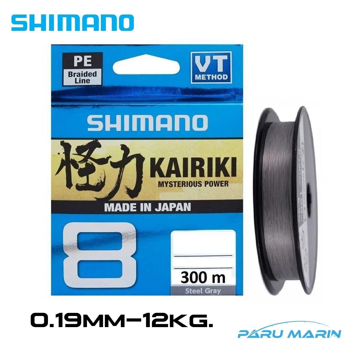 Shimano Kairiki 8x 300mt. 0.19mm 12kg. Gri İp Misina