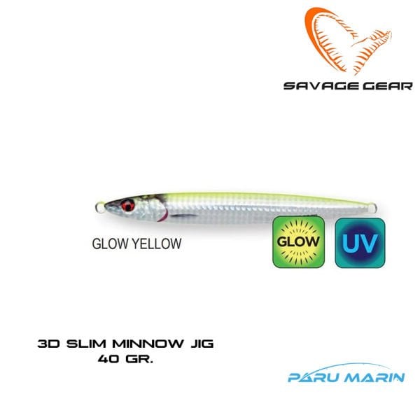 Savage Gear 3D Slim Jig Minnow 40gr. Suni Yem Glow Yellow