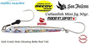 Sea Falcon Cutlassfish Jig Mini 30gr. 02A Crash Holo Glowing Belly Red Tail