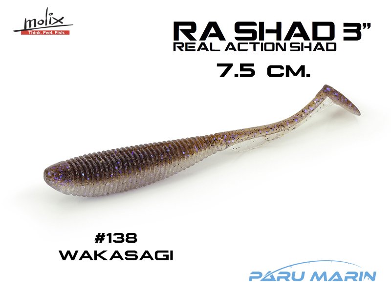 Molix RA Shad 7.5cm/3'' Silikon Yem, #138 UV Wakasagi