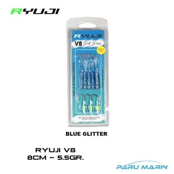 Ryuji V8 8cm 5.5gr. Silikon Yem Blue Glitter