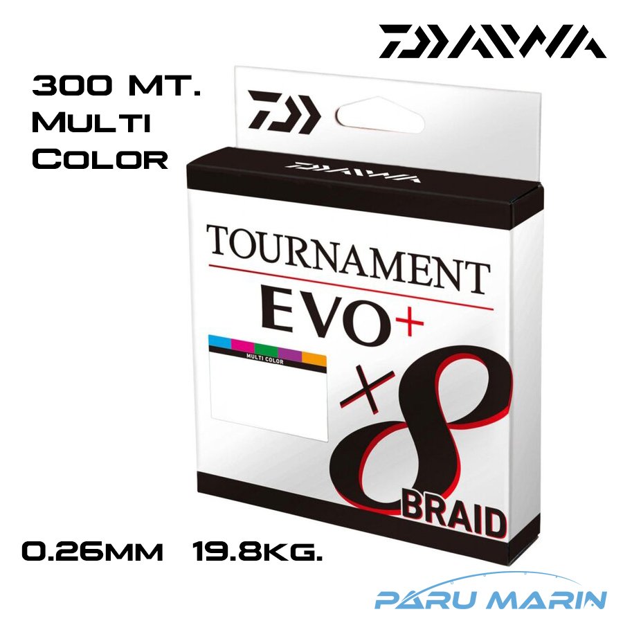 Daiwa Tournament Evo+ x8 Multi Color 300 Mt. 0.26mm 19.8 kg. İp Misina