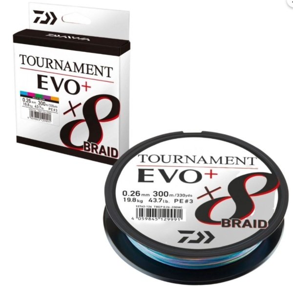 Daiwa Tournament Evo+ x8 Multi Color 300 Mt. 0.26mm 19.8 kg. İp Misina