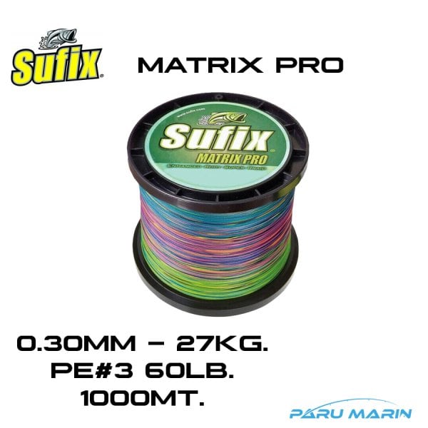 Sufix Matrix Pro HMPE İp Misina 0.30mm 1000 Mt. Multicolor