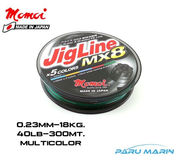 Momoi Jigline MX8 0.23mm 300mt. Multicolor İp Misina