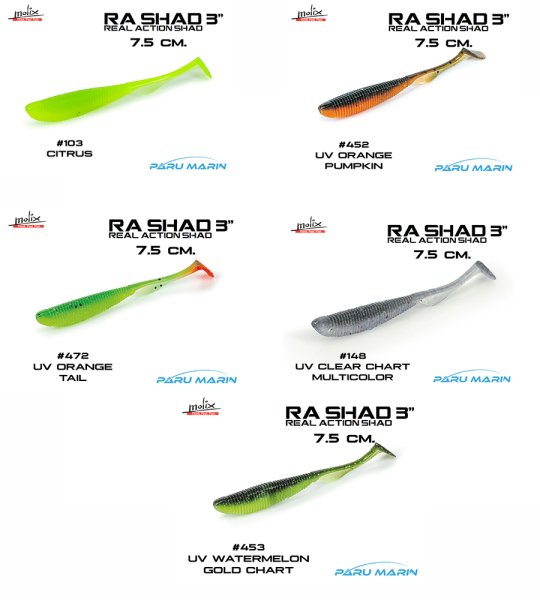 Molix RA Shad 7.5cm/3'' Silikon Yem, #472 UV Orange Tail