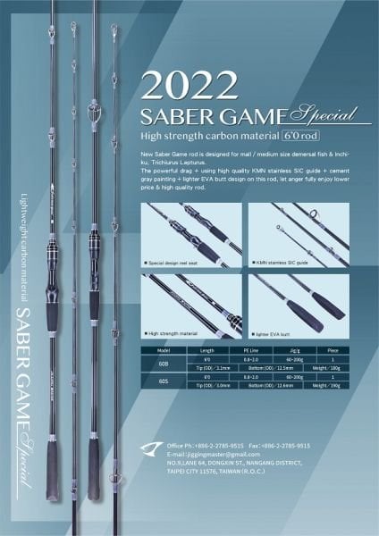 Jigging Master Saber Game Special 60B 182cm 60-200gr. Tetikli Slow Jig Kamış