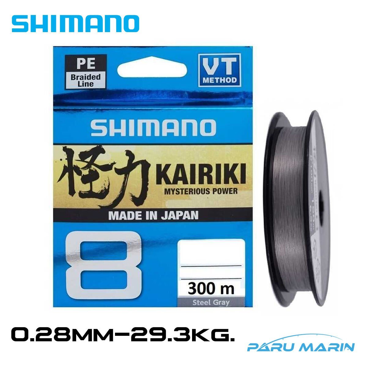 Shimano Kairiki 8x 300mt. 0.28mm 29.3kg. Gri İp Misina