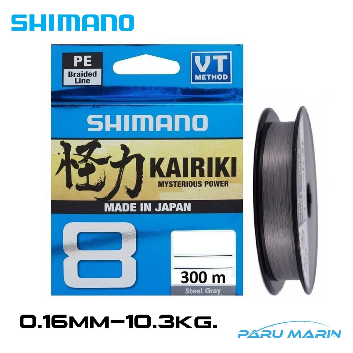 Shimano Kairiki 8x 300mt. 0.16mm 10.3kg. Gri İp Misina