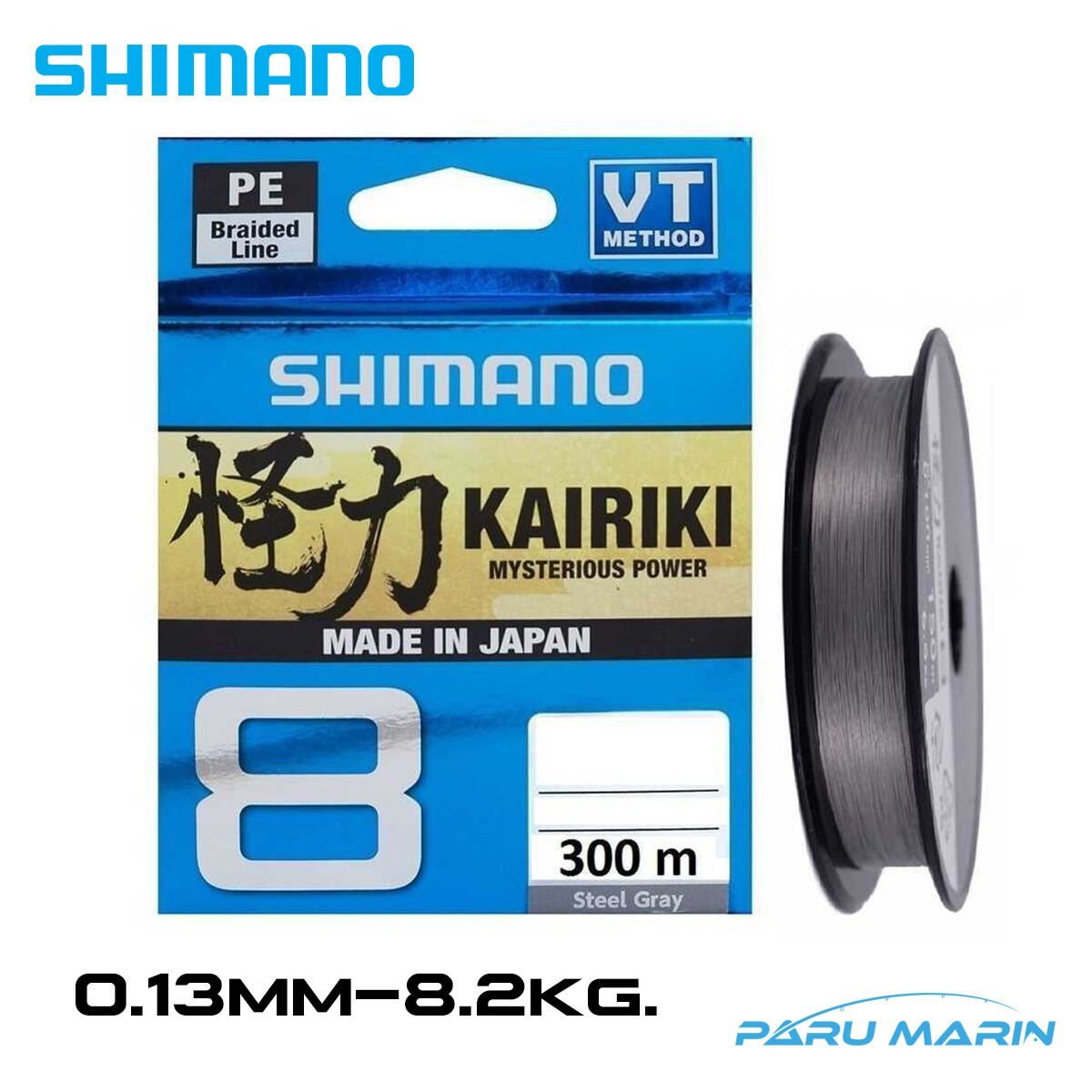 Shimano Kairiki 8x 300mt. 0.13mm 8.2kg. Gri İp Misina