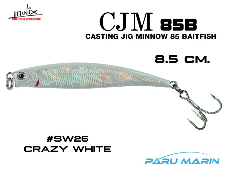 Molix Casting Jig Minnow 85  - 8.5 cm. Sahte Balık, #SW26 Crazy White