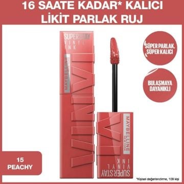 MAYBELLINE SUPERSTAY VINLY INK LİKİT RUJ 15 Peachy