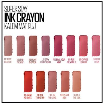 MAYBELLINE SUPERSTAY INK CRAYON RUJ 100 REACH HIGH