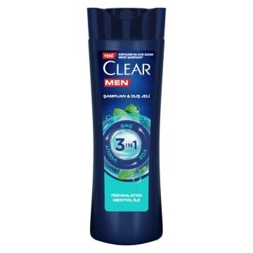 CLEAR MEN ŞAMPUAN & DUŞ JELİ 350ml 3 ın 1 Ferahlatıcı Mentol İle