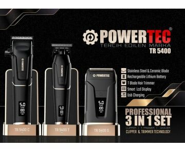 POWERTEC TR-5400 PROFESYONEL 3'LÜ SAÇ SAKAL GÜNLÜK MAKİNE SETİ