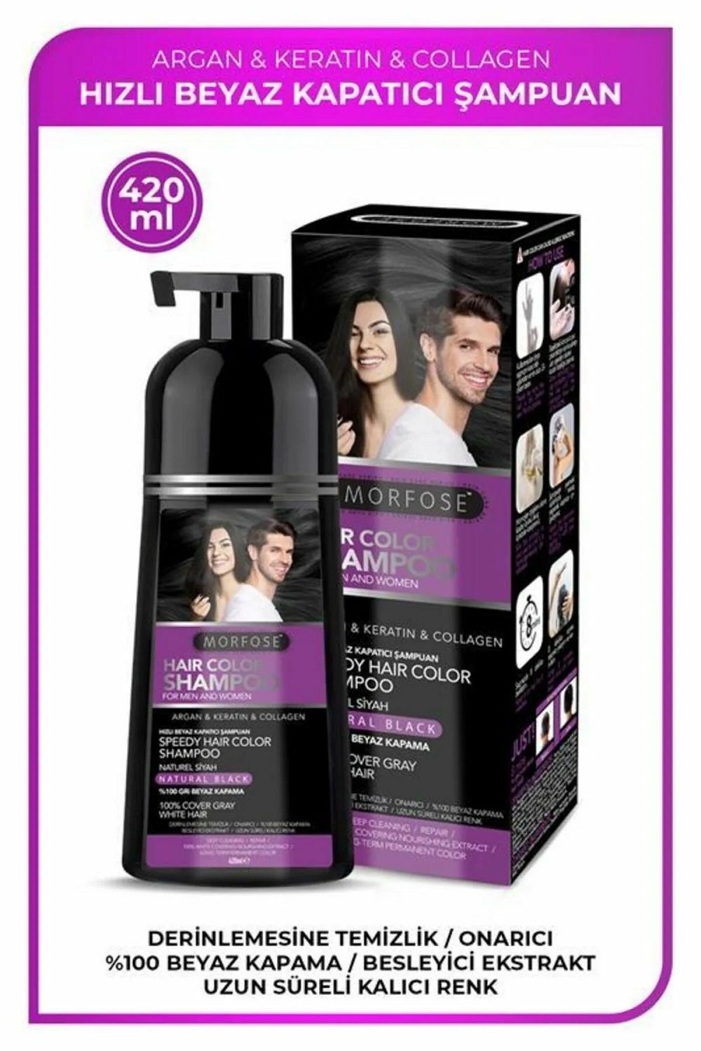 MORFOSE BLACK HAİR ŞAMPUAN BOYA 420ml Siyah
