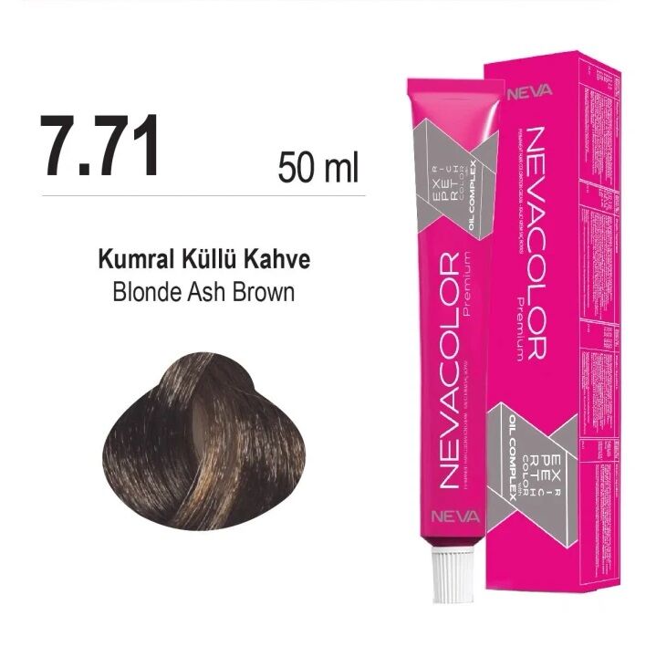 NEVACOLOR SAÇ BOYASI 7.71 KUMRAL KÜLLÜ KAHVE