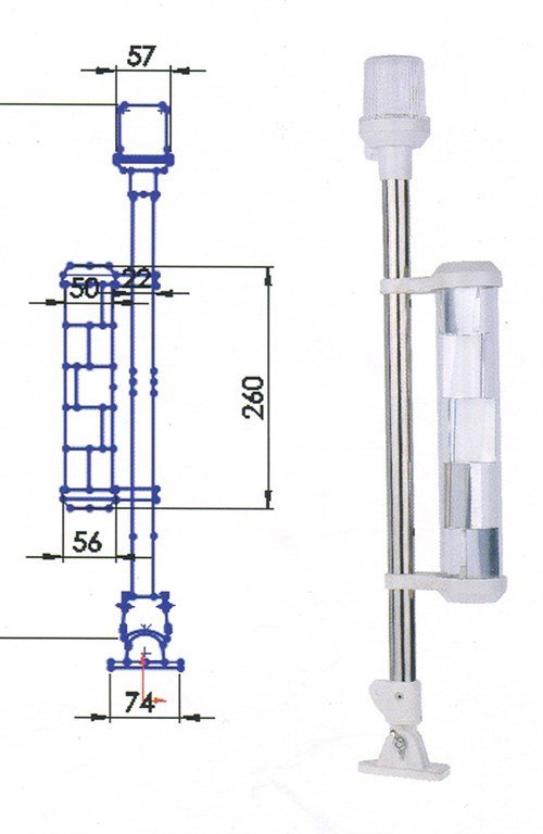 ÇIPA FENERLİ BAYRAK DİREĞİ 60CM REFLEKTÖRLÜ LEDLİ