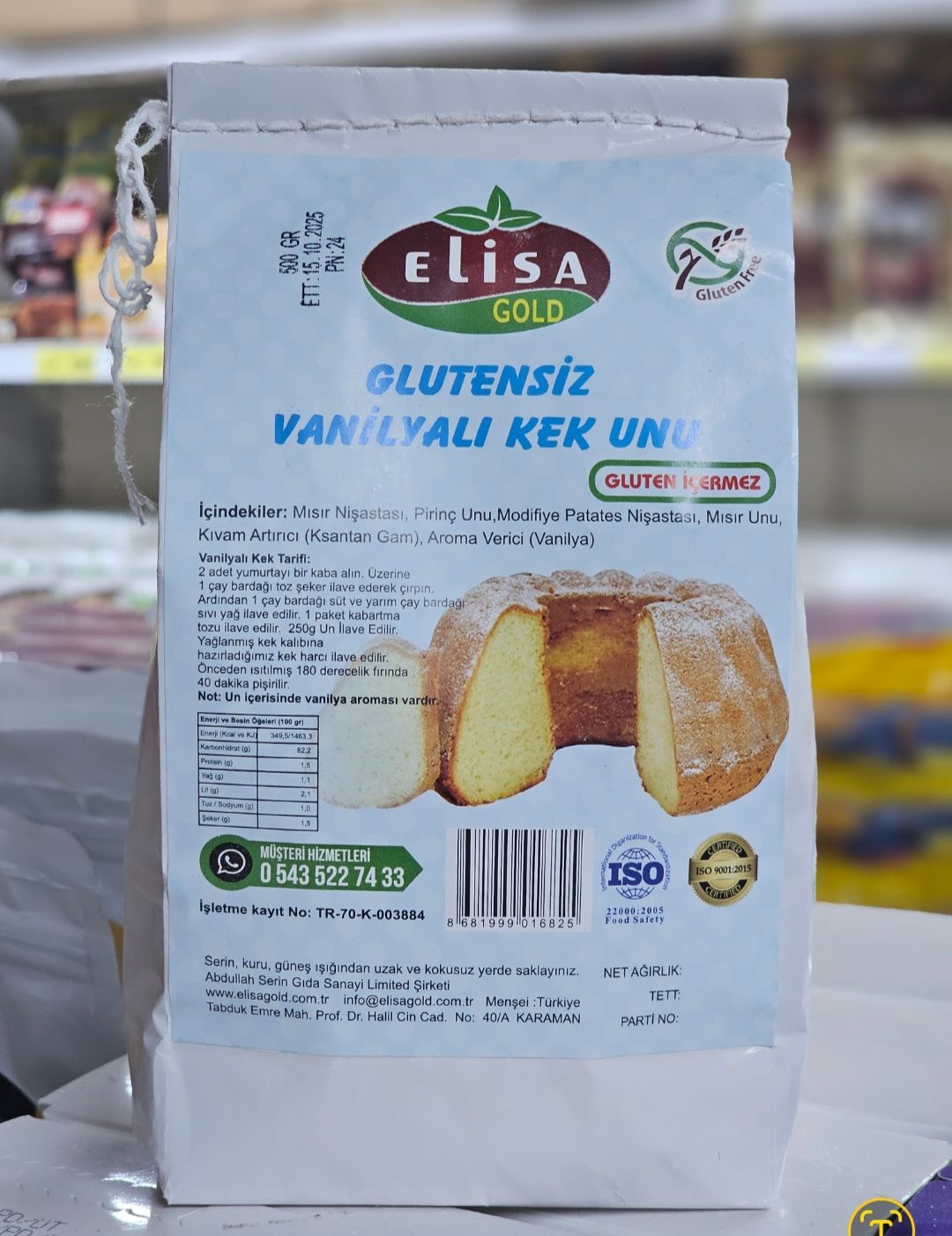 Elisa Gold Glutensiz Vanilyalı Kek Unu 500 gr