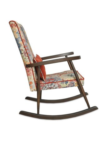 Asedia Trend Ceviz Çiçekli Örme Kumaş Modern Ahşap Sallanan Sandalye