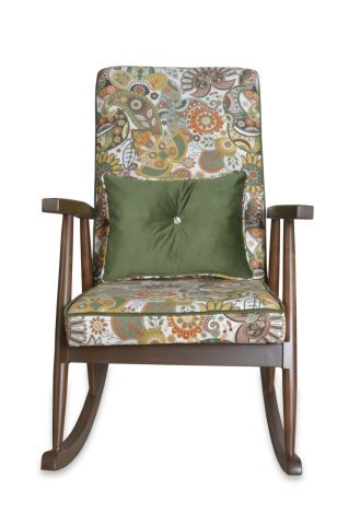 Asedia Trend Ceviz Yeşil Retro Örme Kumaş Modern Ahşap Sallanan Sandalye