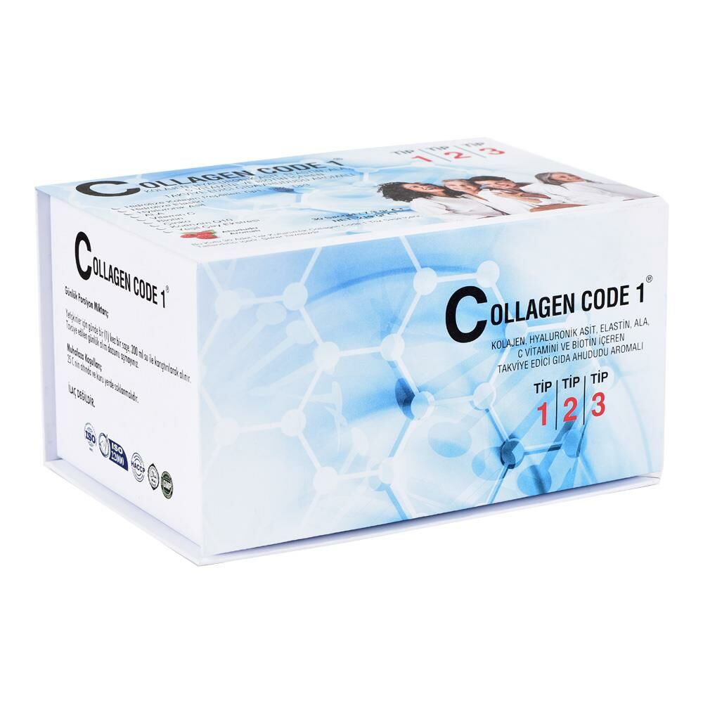 Collagen Code 1 Tip1 - Tip 2 - Tip 3 Hidrolize Kolajen Çilek Aromalı 30 Saşe