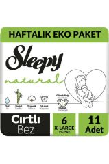 Sleepy Natural Ultra Hassas Bebek Bezi 6 XLarge (15-25 Kg) Cırtlı Bez 11 Adet