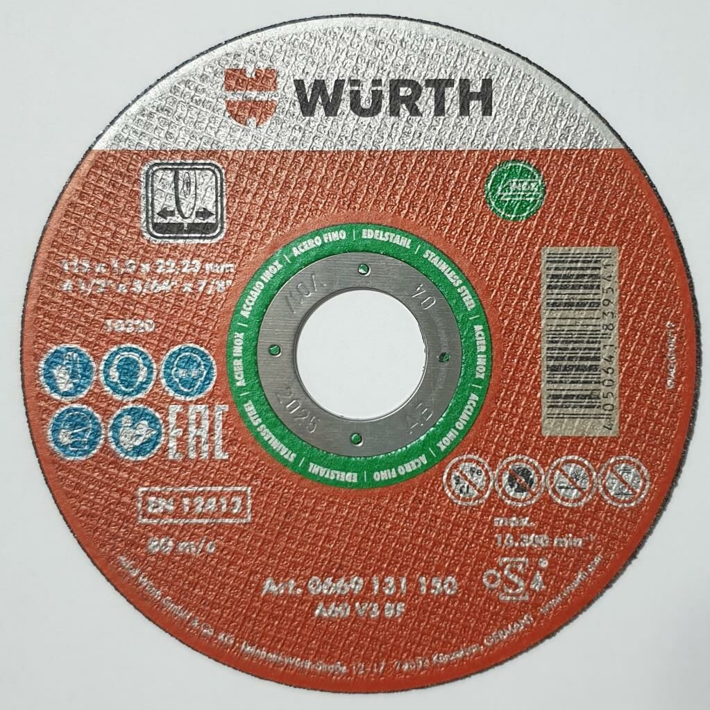 Würth Kesme Taşı Paslanmaz İçin Yeşil D115X1MM-10 Adet