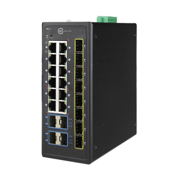 XPS-I8120-24PF - 12 port 10/100/1000T (8 ports PoE) + 8 port 100/1000 SFP + 4 port 10G SFP+ L2+ Yönetilebilir Endüstriyel Switch