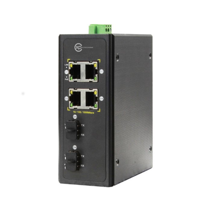 XPS-I7100-6P - 4 port 10/100/1000 PoE + 2 port 100/1000 SFP Yönetilemez Endüstriyel Switch